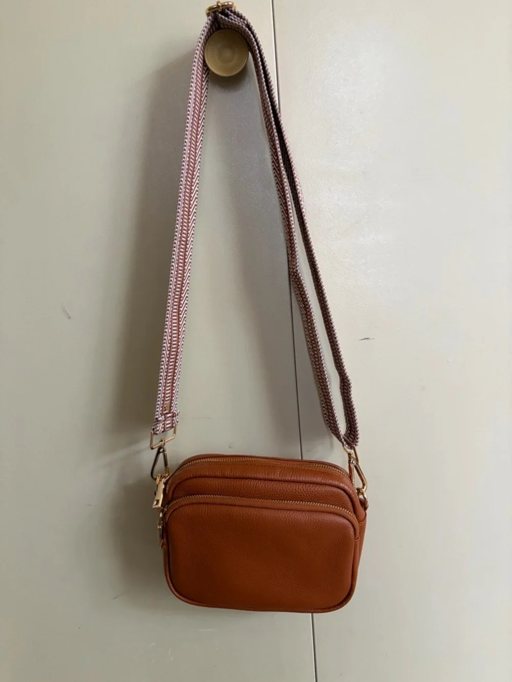 Everyday Pebbled Leather Crossbody in Cognac - Picture 2 of 4